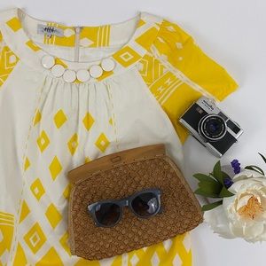 Tibi yellow tribal print mini dress☀️W/ pockets!